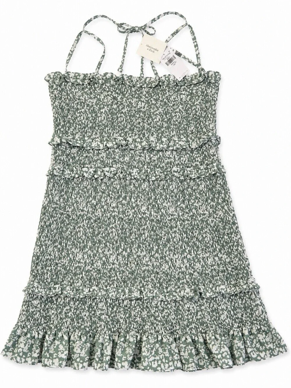 Abercrombie Fitch Smocked Halter Mini Dress Sage Floral Large NWT $99